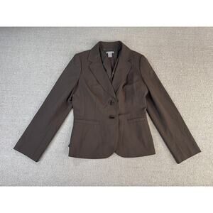 Ann Taylor Blazer Jacket Stretch Career Chocolate Brown Size 12 Flawed
